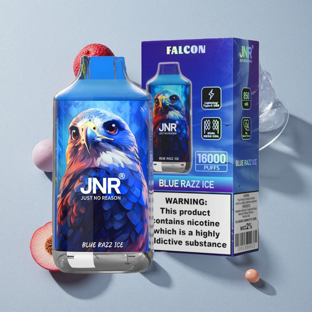 Blue Razz Ice JNR Falcon 16000 Puffs Disposable Vape with Dual Mesh Coil