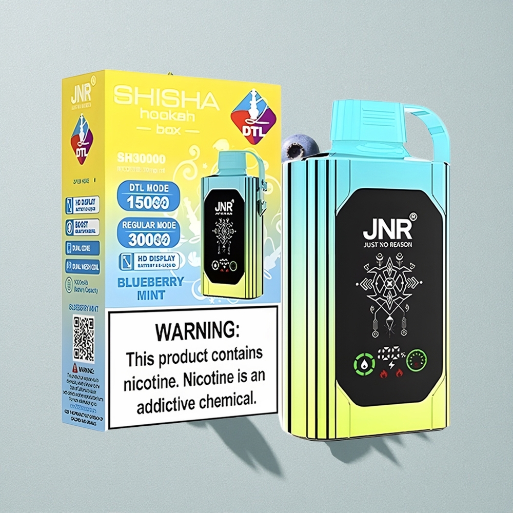 Blueberry Mint JNR Shisha Hookah Box 20500 Puffs HD Display Disposable Vape