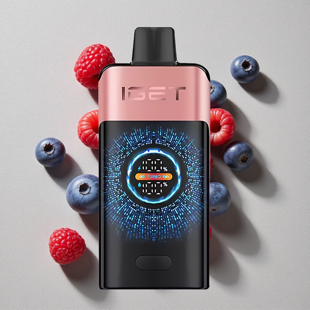 Blueberry Raspberry IGET ONE 12000 Puffs Disposable Vape with Large Curved Color Screen