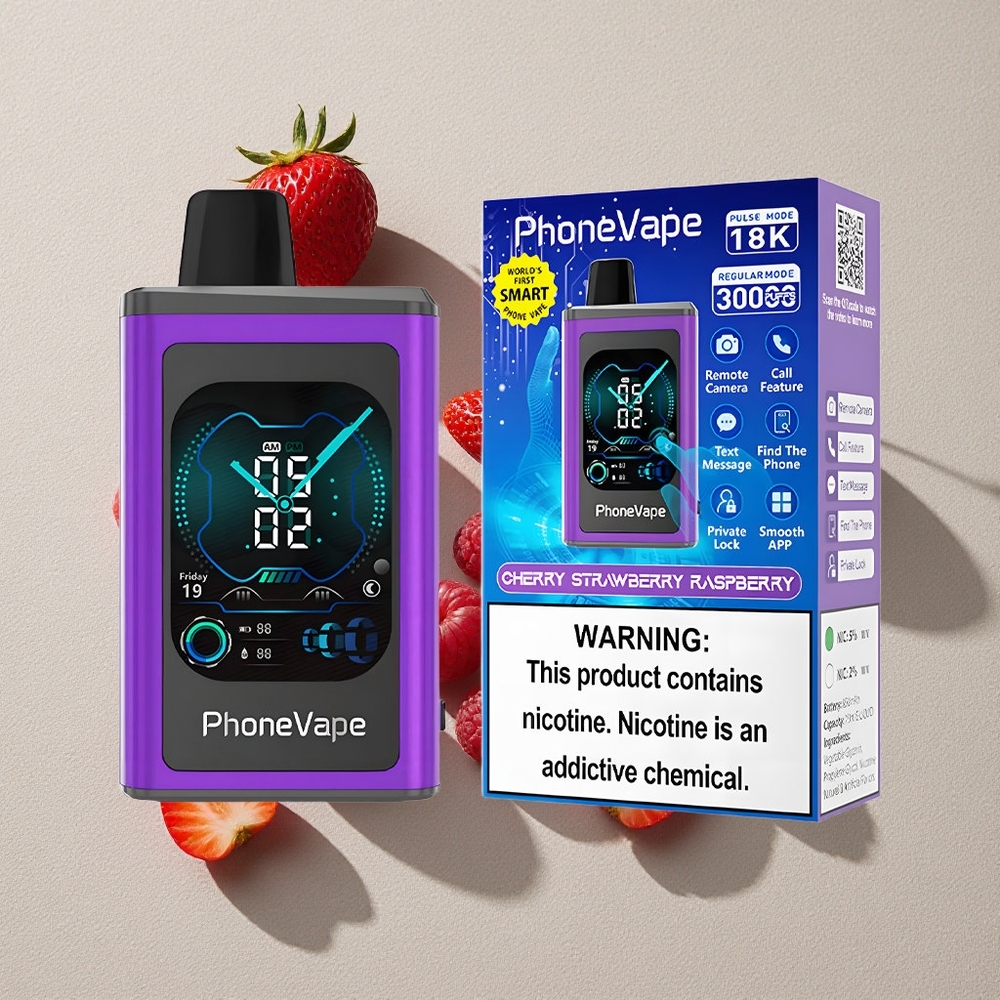 Cherry Strawberry Raspberry JNR PhoneVape 30000 Puffs App Controlled Disposable Vape