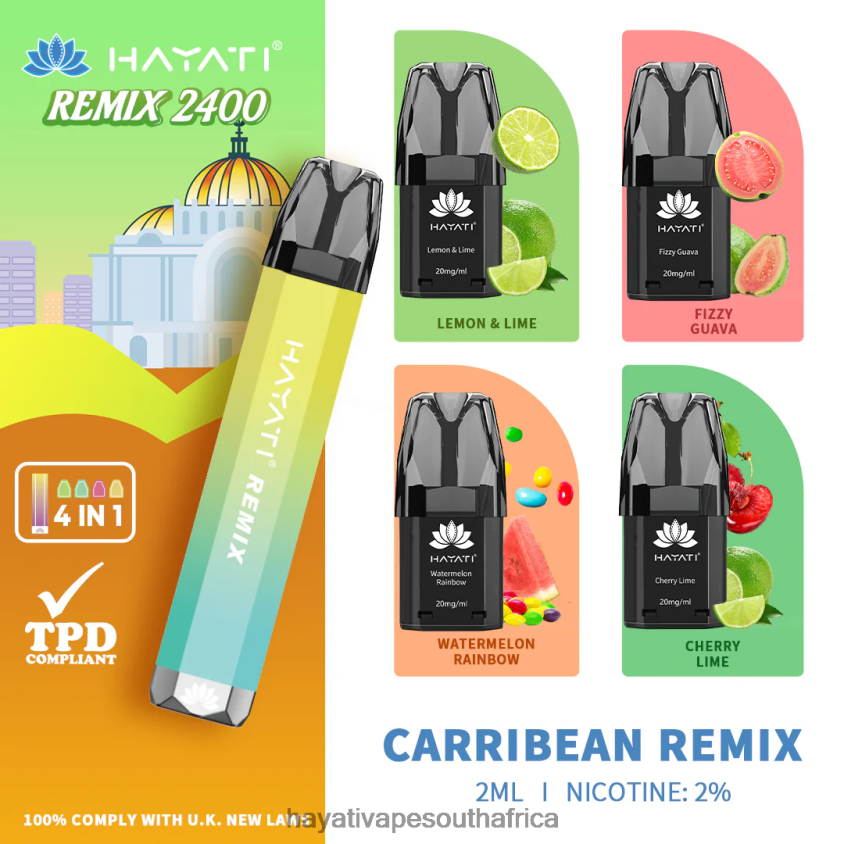 Hayati Cape Town - Hayati Remix Prefilled Pod System 2400 Puffs Carribean Remix 46222V52