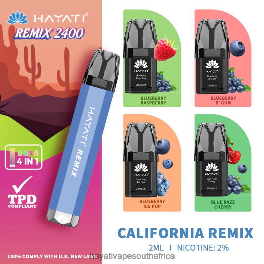 Hayati South Africa - Hayati Remix Prefilled Pod System 2400 Puffs California Remix 46222V51