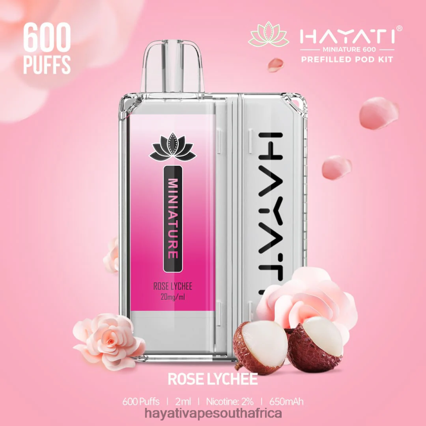 Hayati Vape Flavours - Hayati Miniature 600 Pod Kits Rose Lychee 46222V44