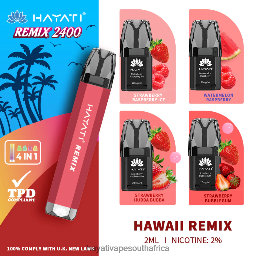Hayati Vape Flavours - Hayati Remix Prefilled Pod System 2400 Puffs Hawaii Remix 46222V54