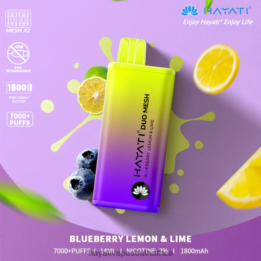 Hayati Vape Liquid - Hayati Duo Mesh Disposable Blueberry Lemon  Lime 46222V165
