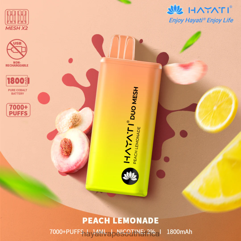 Hayati Vape Liquid - Hayati Duo Mesh Disposable Peach Lemonade 46222V175
