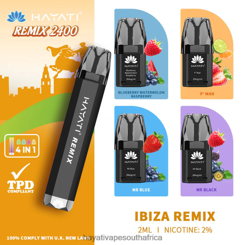 Hayati Vape Liquid - Hayati Remix Prefilled Pod System 2400 Puffs Ibiza Remix 46222V55