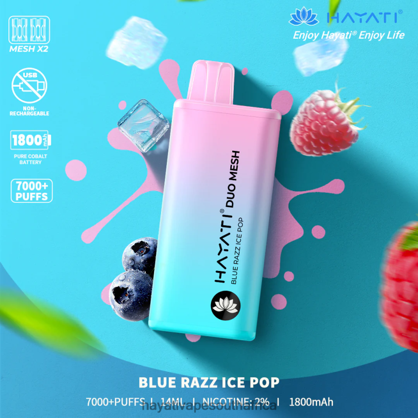 Hayati Vape Near Me - Hayati Duo Mesh Disposable Blue Razz Ice Pop 46222V166