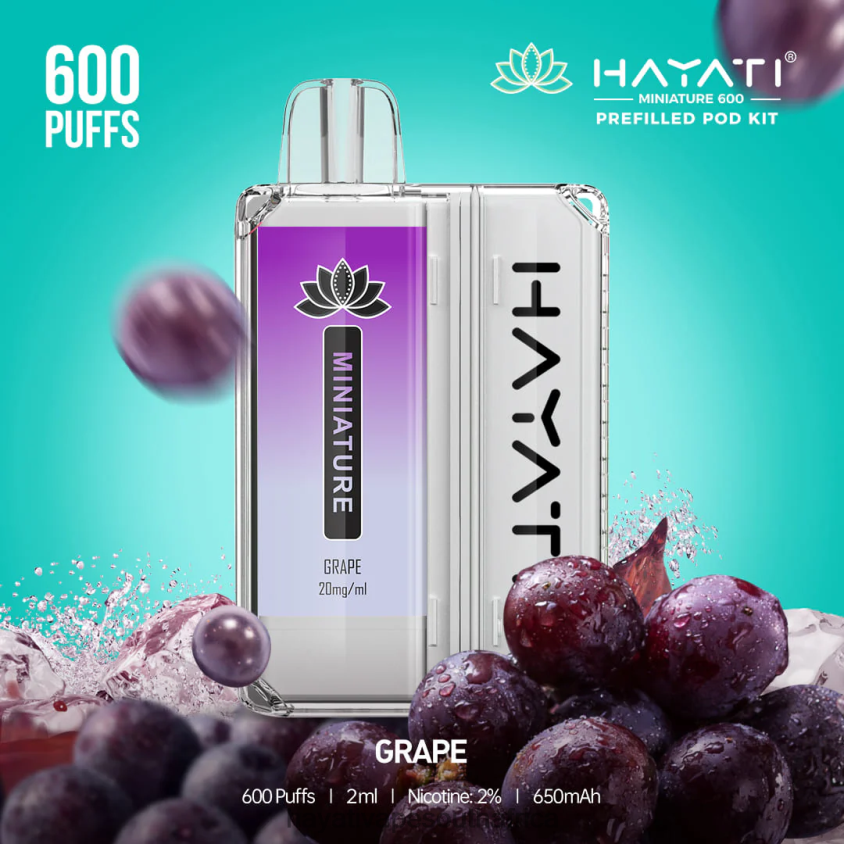 Hayati Vape Near Me - Hayati Miniature 600 Pod Kits Grape 46222V36