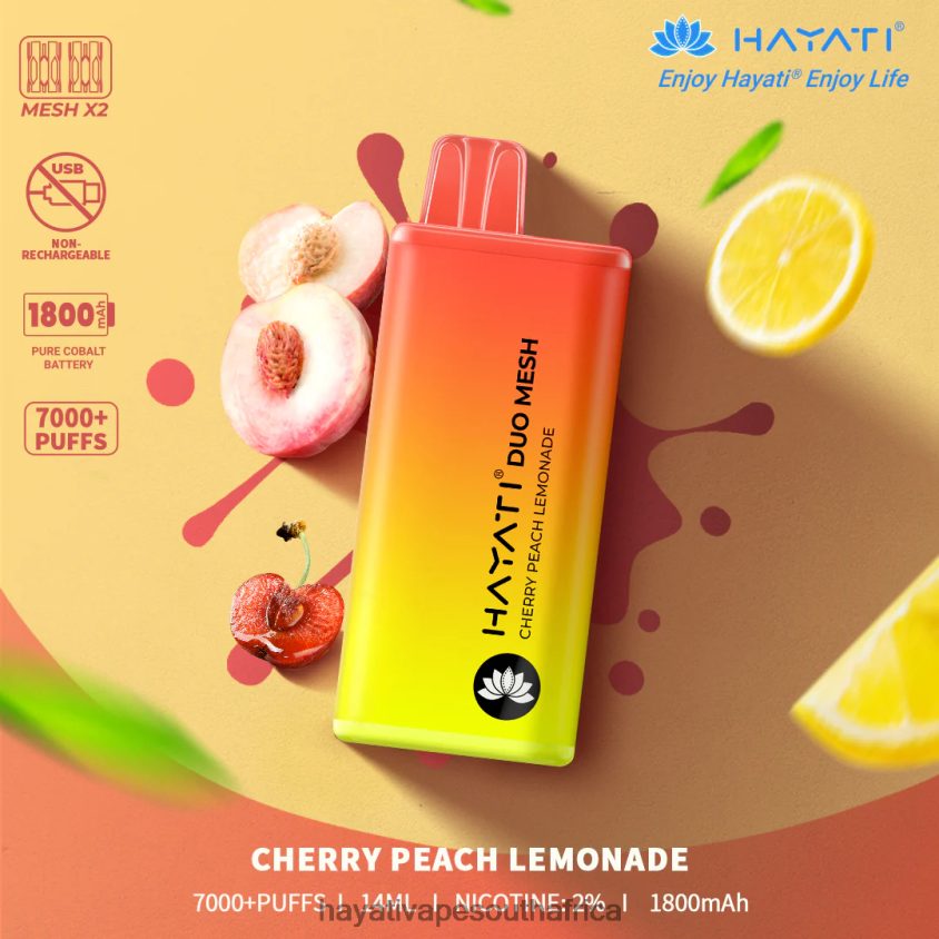 Hayati Vape Shop - Hayati Duo Mesh Disposable Cherry Peach Lemonade 46222V168