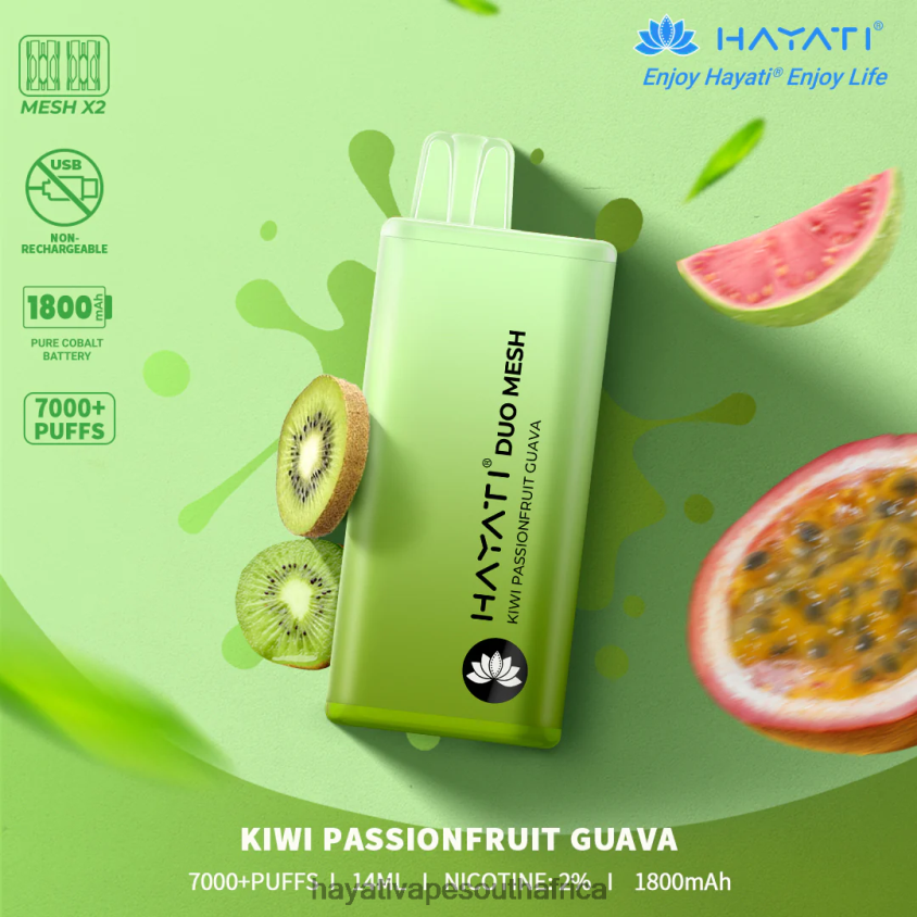 Hayati Vape South Africa - Hayati Duo Mesh Disposable Kiwi Passionfruit Guava 46222V173