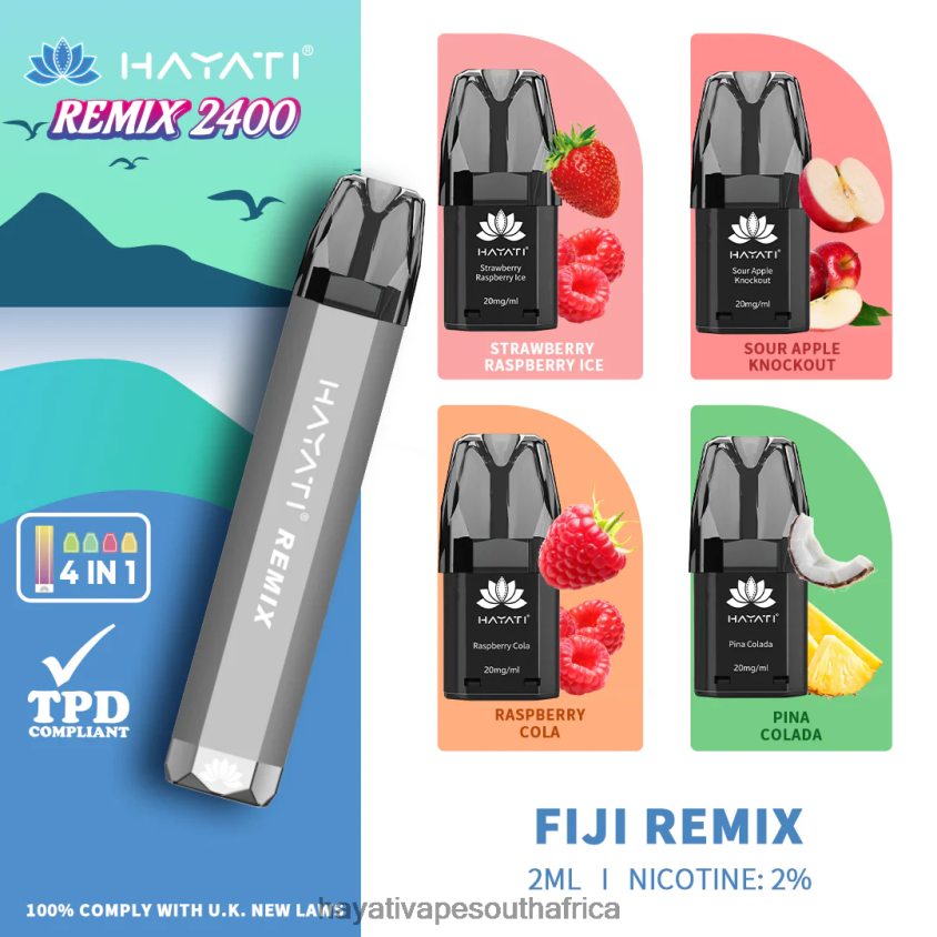 Hayati Vape South Africa - Hayati Remix Prefilled Pod System 2400 Puffs Fiji Remix 46222V53
