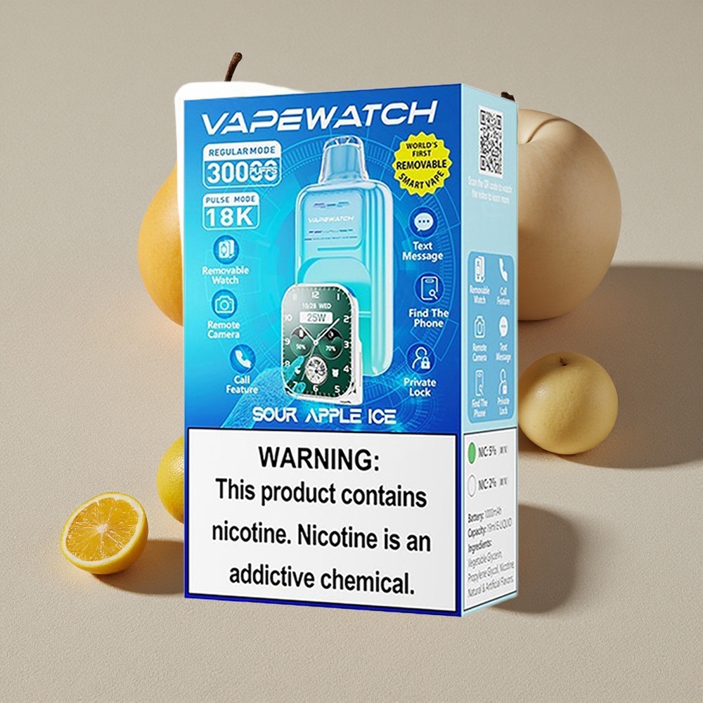 Sour Apple Ice JNR VapeWatch 30000 Puffs Disposable Vape Dual Mesh Coil