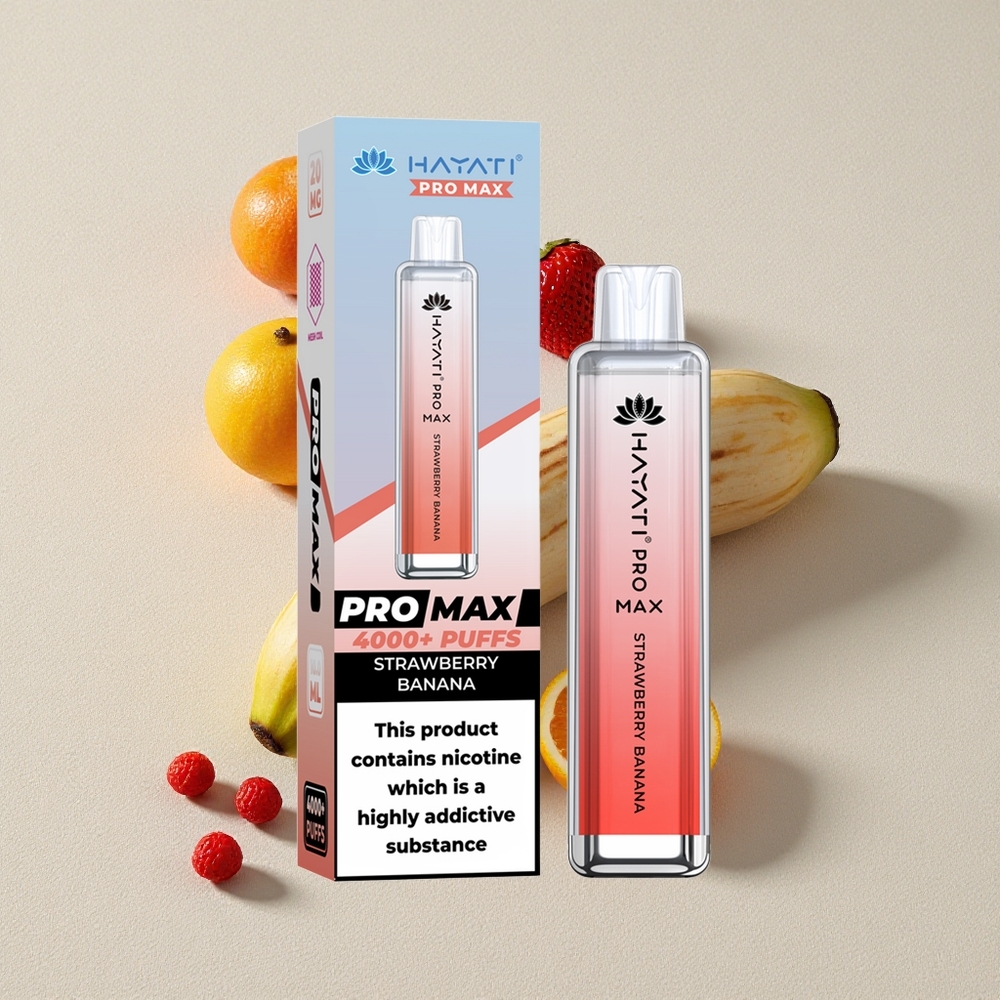 Strawberry Banana Hayati Pro Max 4000 Puffs Rechargeable Disposable Vape