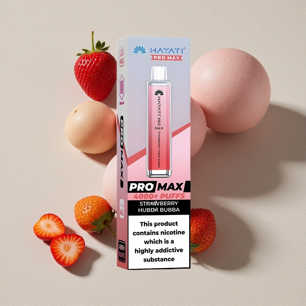 Strawberry Hubba Bubba Hayati Pro Max 4000 Puffs Rechargeable Disposable Vape