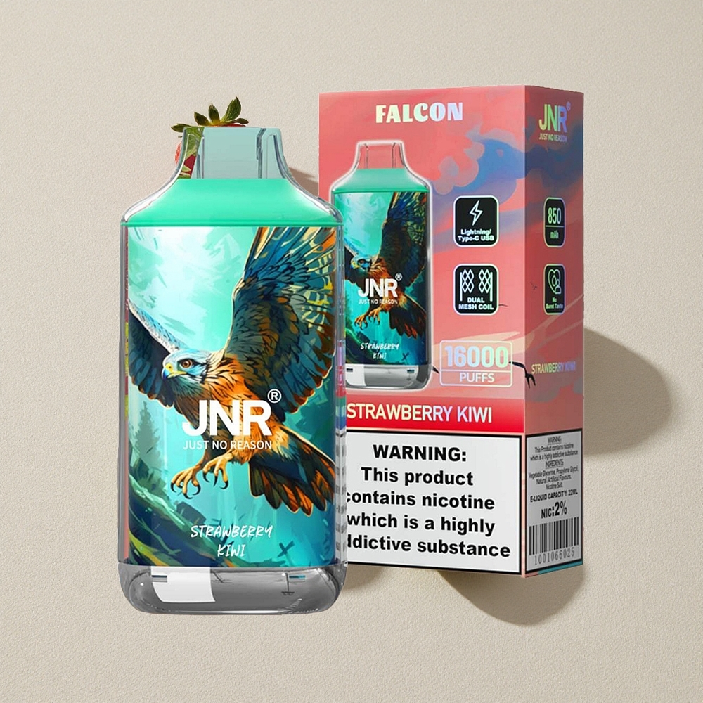 Strawberry Kiwi JNR Falcon 16000 Puffs Smart LED Display