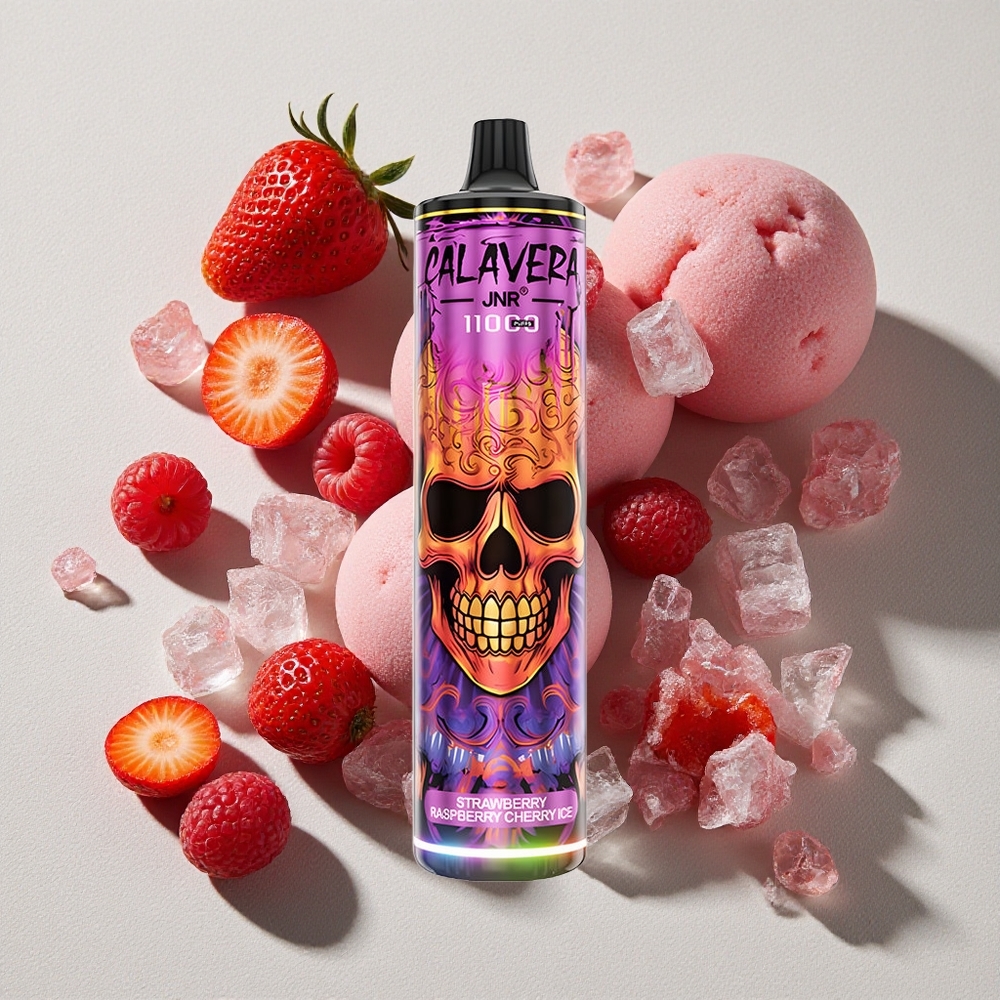 Strawberry Raspberry Cherry Ice JNR Calavera 11000 Puffs Disposable Vape with Type-C Charging