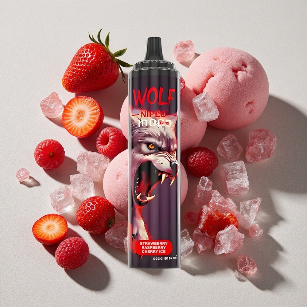 Strawberry Raspberry Cherry Ice JNR Wolf Niplo 10000 Puffs