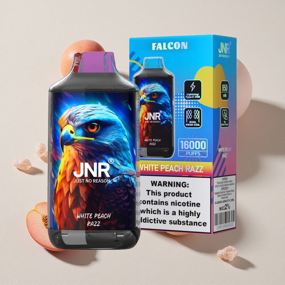 White Peach Razz JNR Falcon 16000 Puffs Dual Mesh Disposable Vape