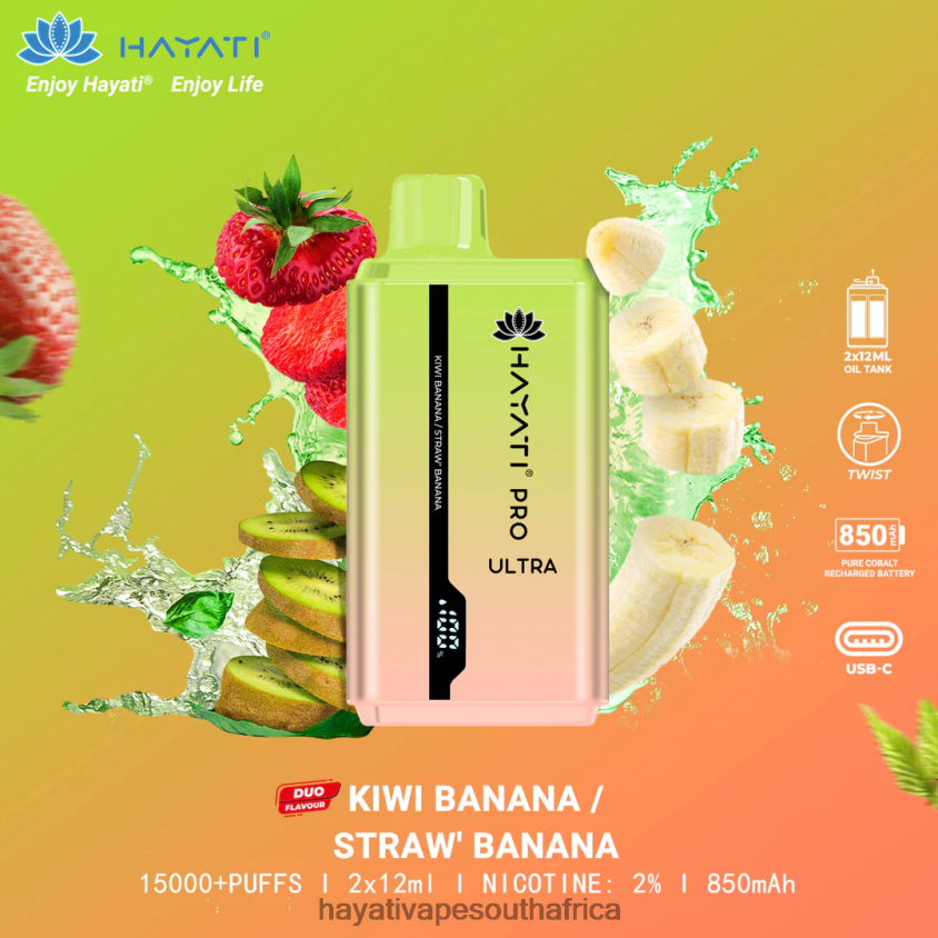 Hayati Cape Town - Hayati Pro Ultra Disposable 15000 Puffs Kiwi Banana/Strawberry Banana 46222V222