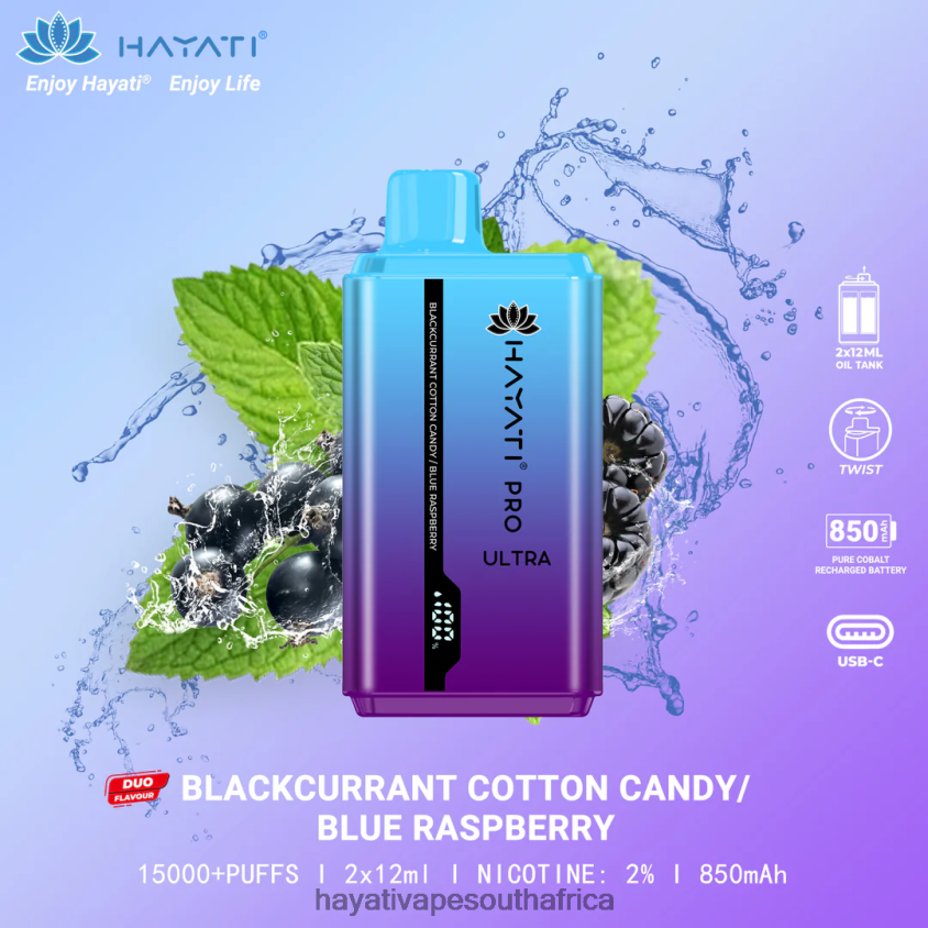 Hayati Vape Near Me - Hayati Pro Ultra Disposable 15000 Puffs Blackcurrant Cotton Candy/Blue Raspberry 46222V216