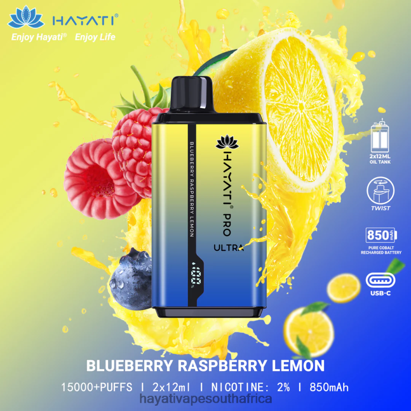Hayati Vape Review - Hayati Pro Ultra Disposable 15000 Puffs Blueberry Raspberry Lemon 46222V197