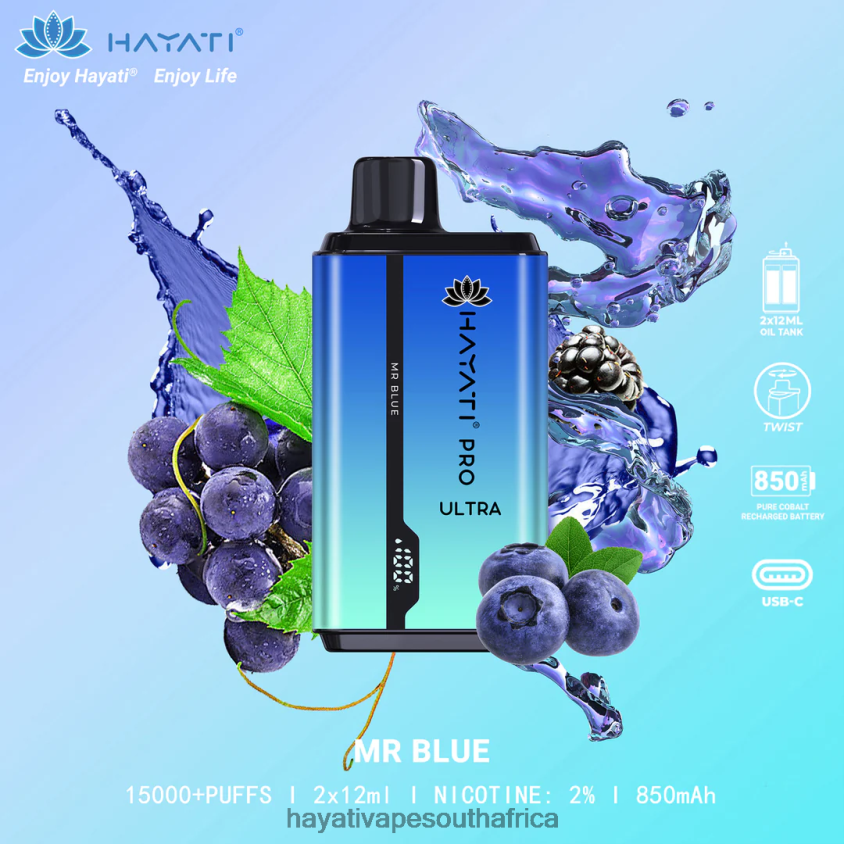 Hayati Vape Review - Hayati Pro Ultra Disposable 15000 Puffs Mr Blue 46222V207