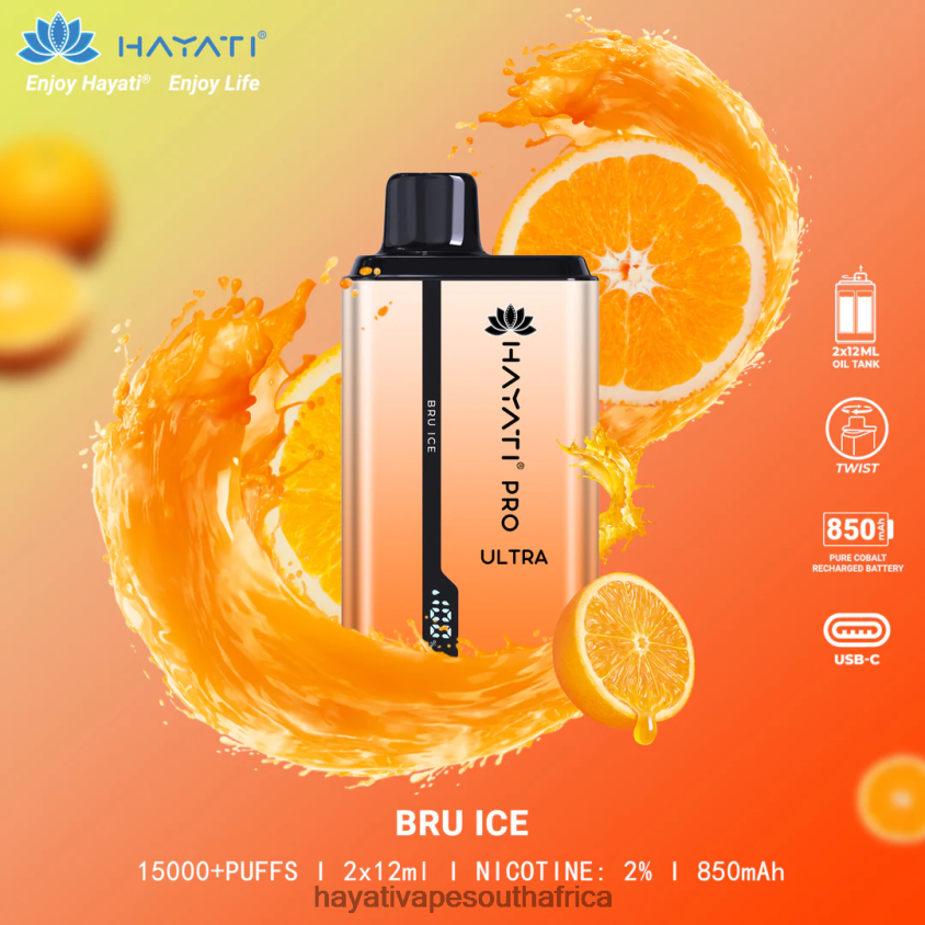 Hayati Vape Shop - Hayati Pro Ultra Disposable 15000 Puffs Bru Ice 46222V198