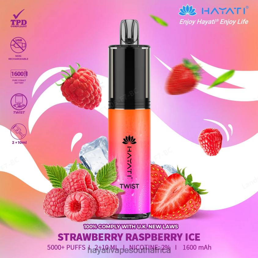 Hayati Vape Liquid - Hayati Twist Disposable Strawberry raspberry Ice 46222V85